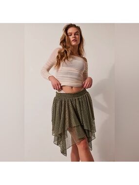 Free People Intimately All Season Half Slip Skirt in Olive Green Size XS